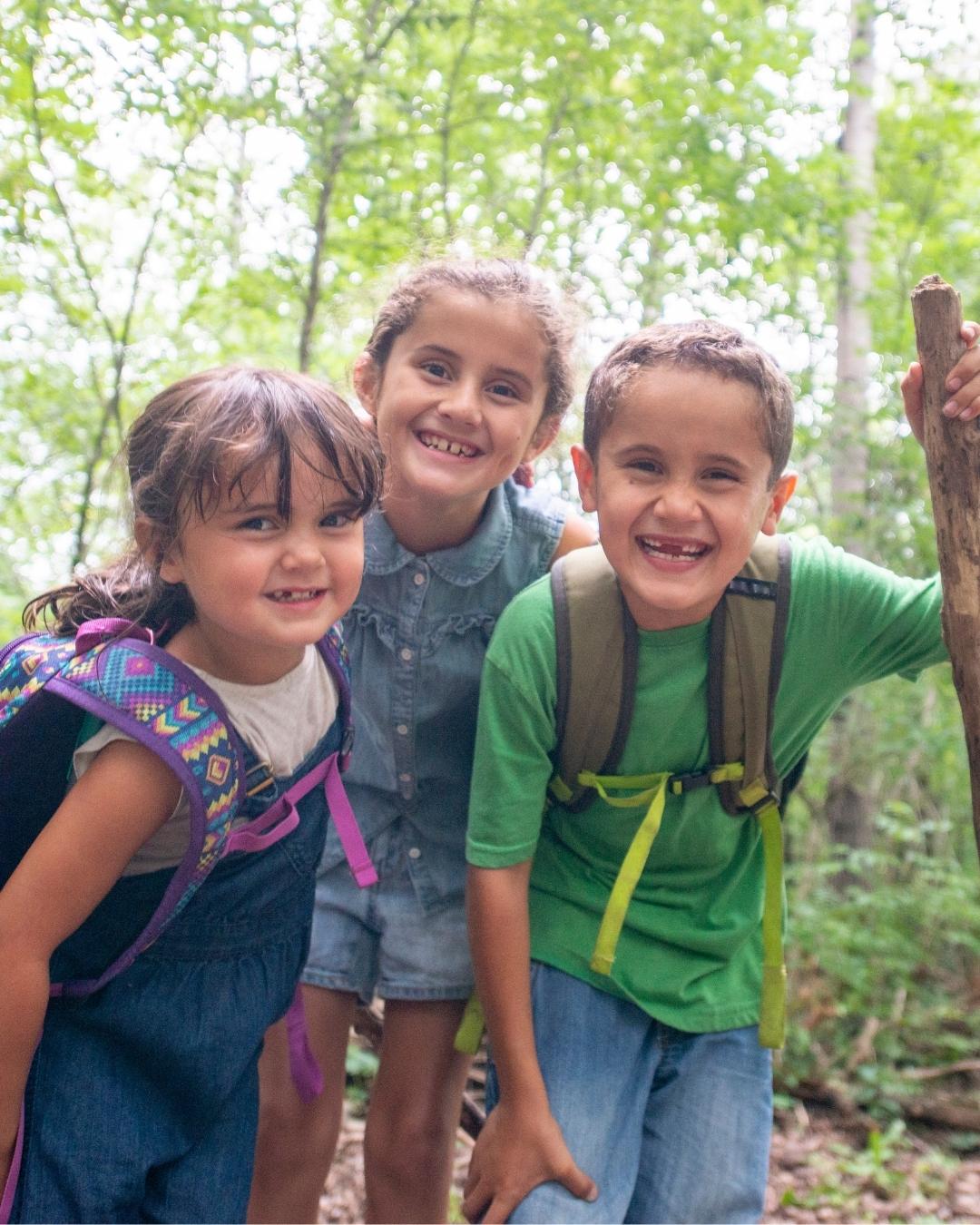 three children hiking in wv